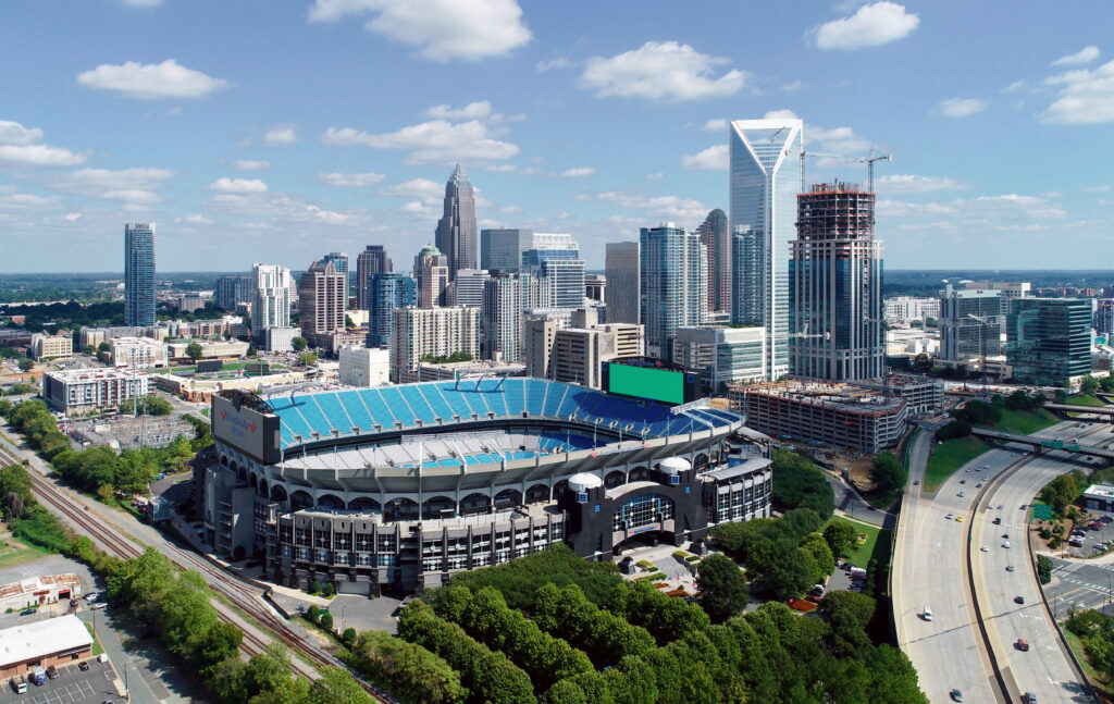 Vista aérea del centro de Charlotte, Carolina del Norte