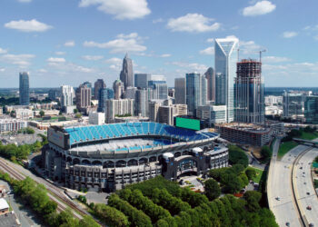 Vista aérea del centro de Charlotte, Carolina del Norte