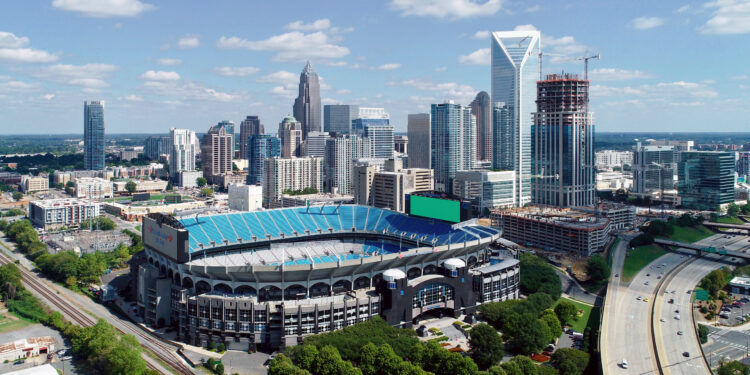 Vista aérea del centro de Charlotte, Carolina del Norte