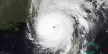 Imagen satelital del huracán Helene