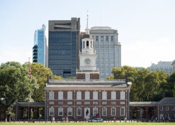 Fachada del Independence Hall en Filadelfia, donde se firmó la Declaración de Independencia