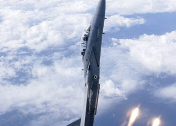 Avión de combate F-15 en vuelo