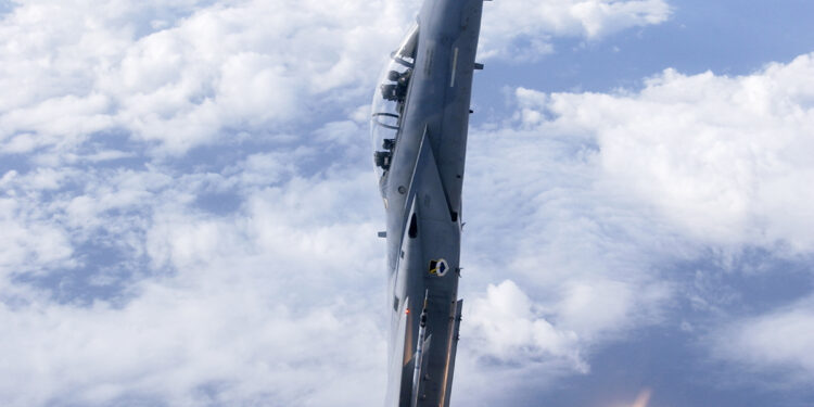 Avión de combate F-15 en vuelo