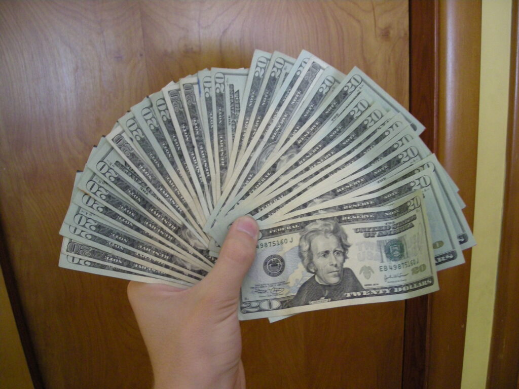 Billetes de veinte dólares estadounidenses