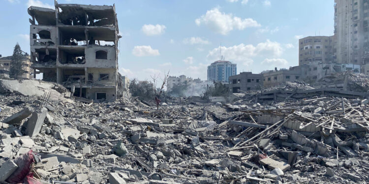 Vista de daños en la Franja de Gaza