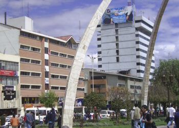 Vista del centro de la ciudad de Huancayo, en la región andina de Junín, Perú