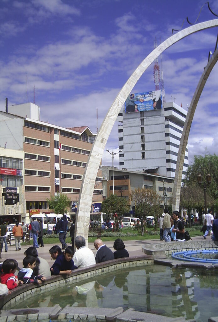 Vista del centro de la ciudad de Huancayo, en la región andina de Junín, Perú