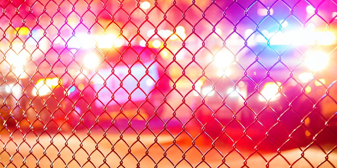 Luces rojas y azules de un vehículo policial durante una investigación nocturna