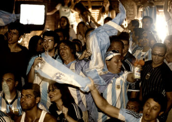 Jugadores de la selección argentina de fútbol en un partido