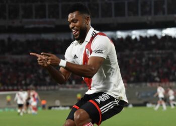 El futbolista colombiano Miguel Borja durante un partido