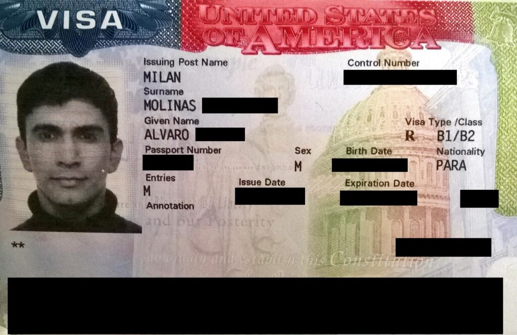 Visa de inmigrante de Estados Unidos en un pasaporte