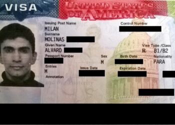 Visa de inmigrante de Estados Unidos en un pasaporte