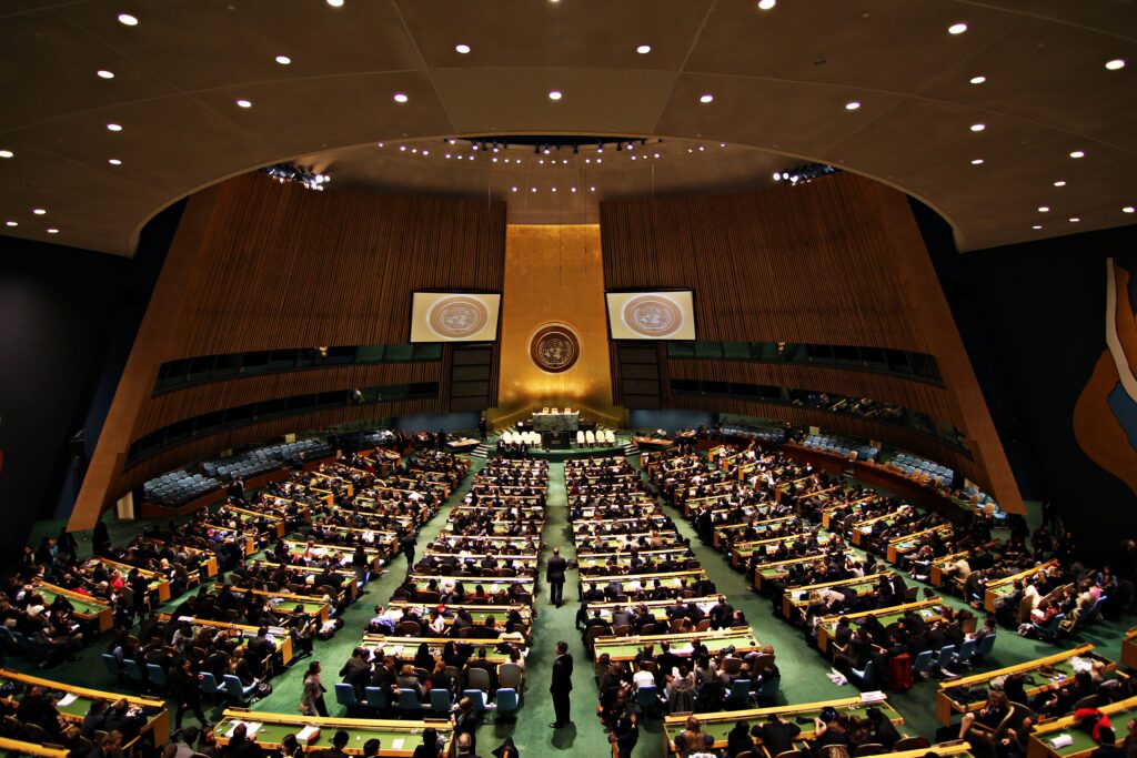 Vista del salón de la Asamblea General de las Naciones Unidas en Nueva York