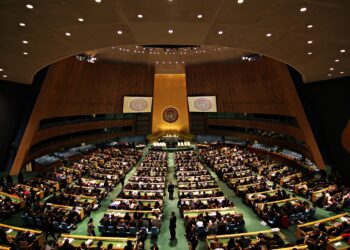 Vista del salón de la Asamblea General de las Naciones Unidas en Nueva York