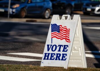 Un centro de votacion en Estados Unidos