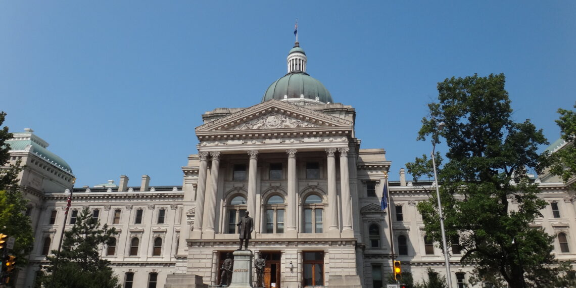 Vista del centro de la ciudad de Indianápolis, Indiana