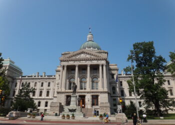 Vista del centro de la ciudad de Indianápolis, Indiana