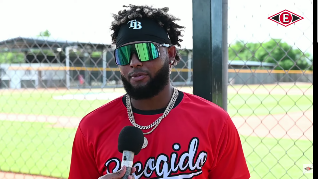 El pelotero dominicano Junior Caminero, de los Tampa Bay Rays