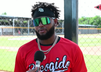 El pelotero dominicano Junior Caminero, de los Tampa Bay Rays