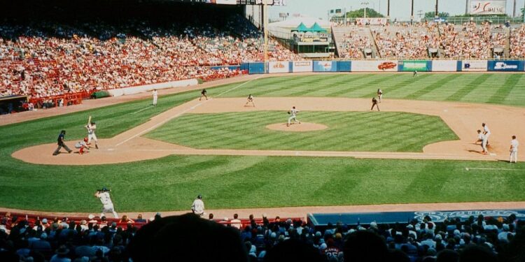 Partido de béisbol de las Grandes Ligas en un estadio