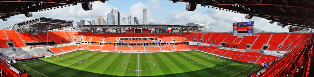Vista panorámica del estadio de fútbol Shell Energy Stadium en Houston