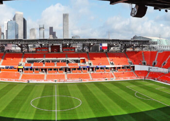 Vista panorámica del estadio de fútbol Shell Energy Stadium en Houston