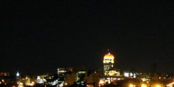 Horizonte nocturno de Allentown, Pensilvania