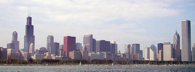 Vista del horizonte de Chicago, Illinois
