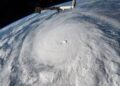 Imagen satelital de un huracán sobre el Golfo de México