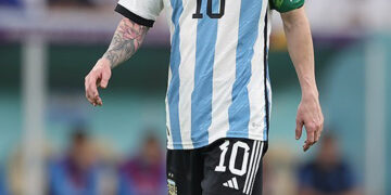 Lionel Messi con la camiseta de la selección de Argentina durante un partido