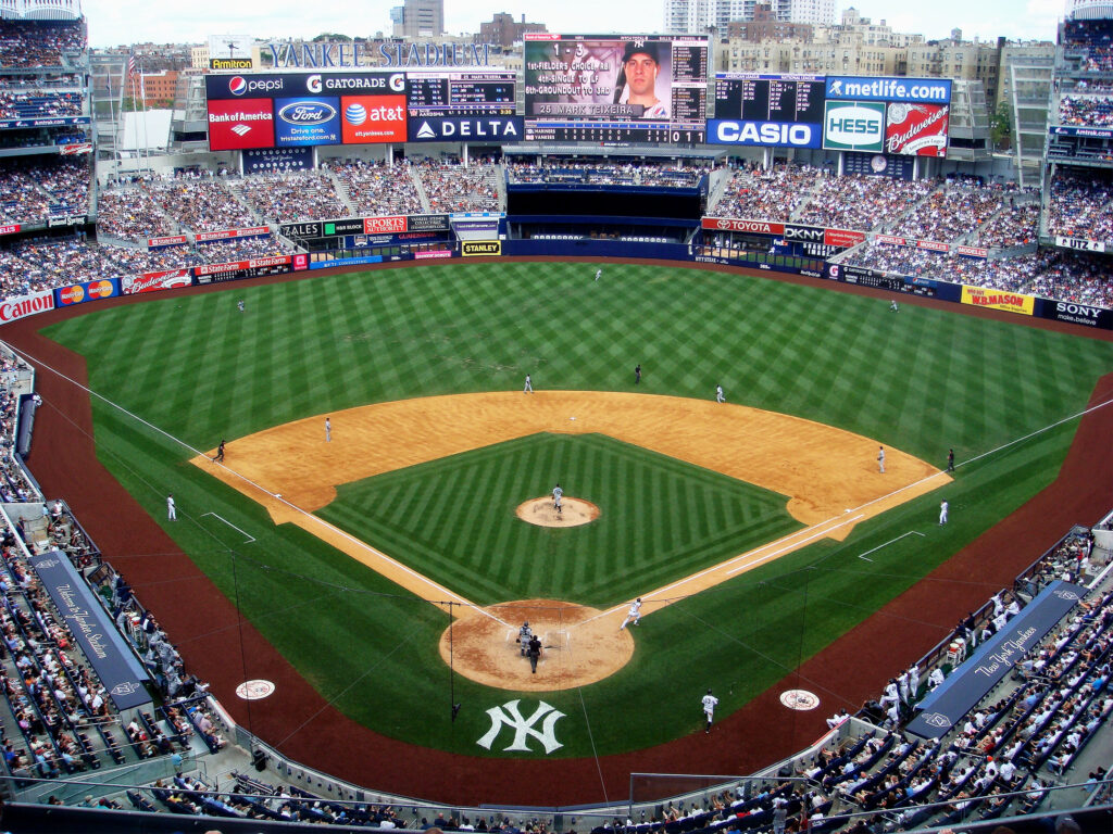 Vista del campo de beisbol del Yankee Stadium en Nueva York